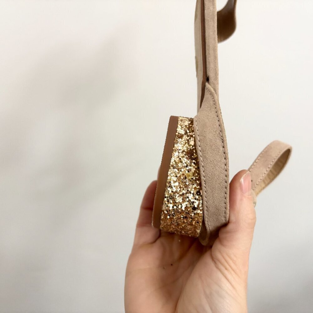 EUC Taupe Strappy Sandals w/ Glitter Heel & Ankle Strap - sz 7.5 - A NEW DAY - Picture 7 of 12